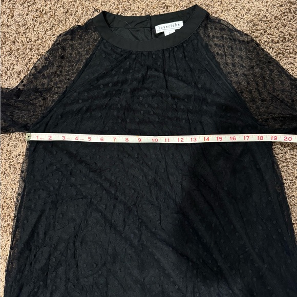 🖤 Black Swing Minidress with Sheer Dot Overlay - Picture 8 of 9